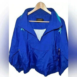Eddie Bauer  jacket kangaroo pockets blue Small WINDBREAKER